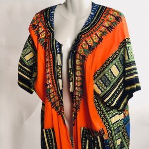 Orange dashiki cardigan